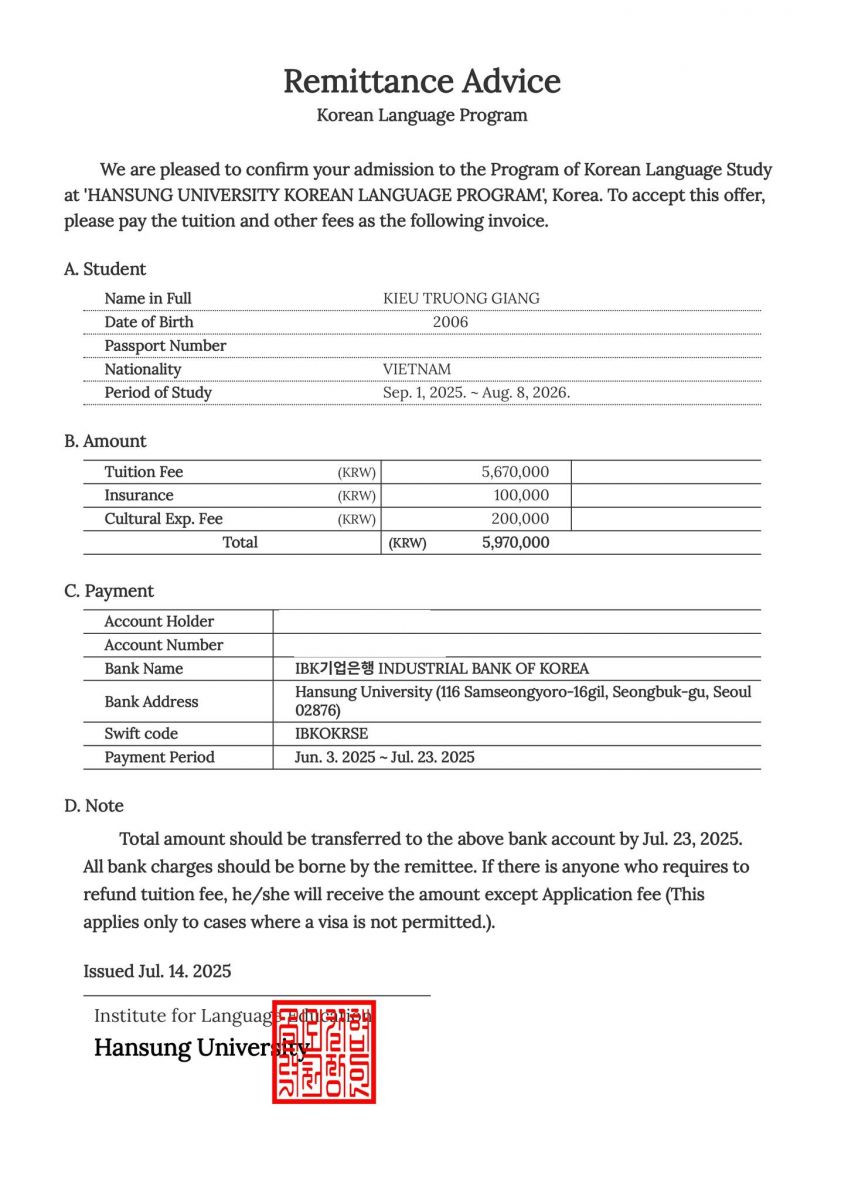 Trường Đại học Hansung Hàn Quốc – 한성대학교