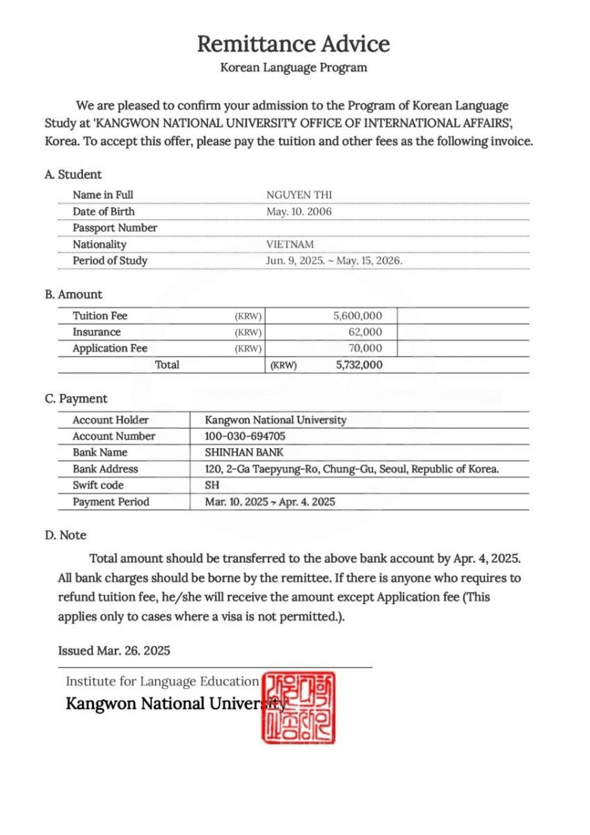 Trường Đại học Quốc gia Kangwon Hàn Quốc – 강원대학교