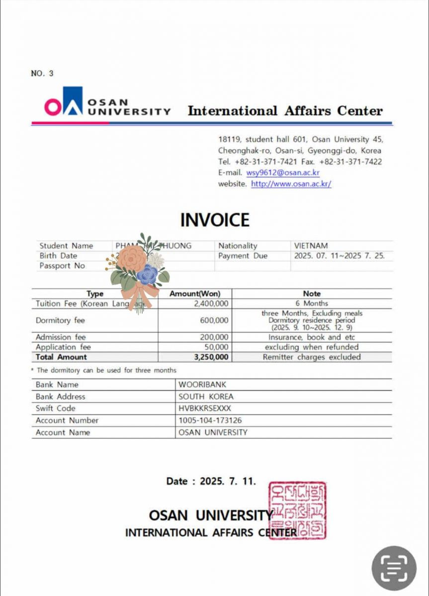 Trường Đại Học Osan Hàn Quốc – 오산대학교